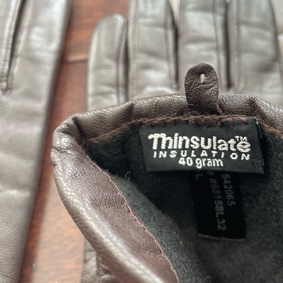 Chocolate Brown Leather Gloves (Pair) with Thinsulate Lining Size Large - Picture 5 of 7